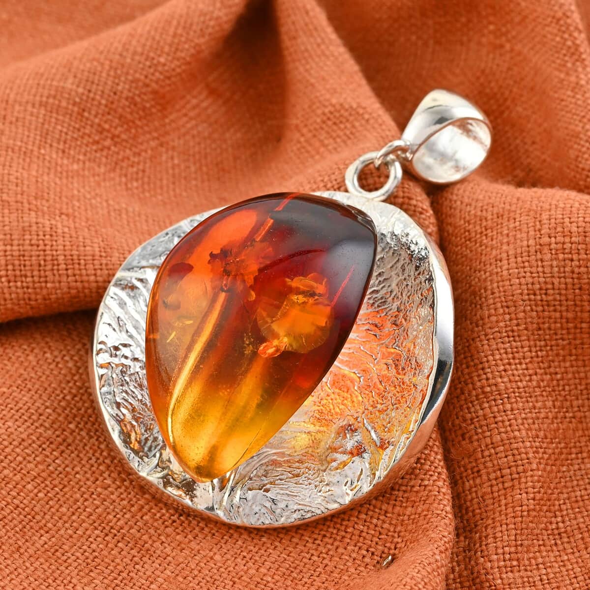 Baltic Amber Pendant in Sterling Silver image number 1