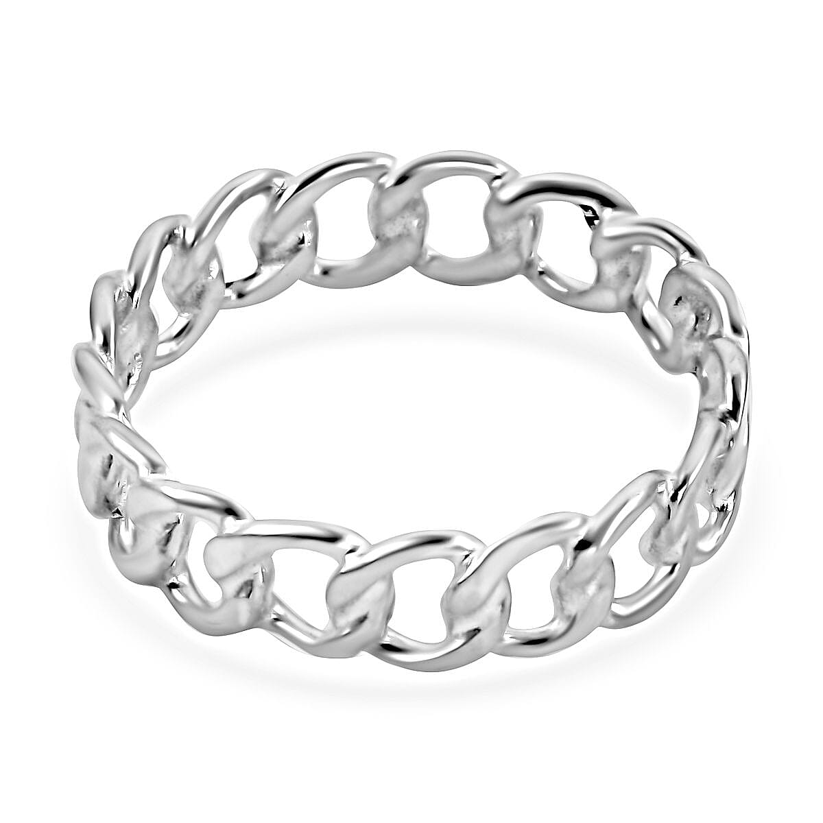 Sterling Silver Curb Chain Style Ring (Size 10.0) 2.65 Grams