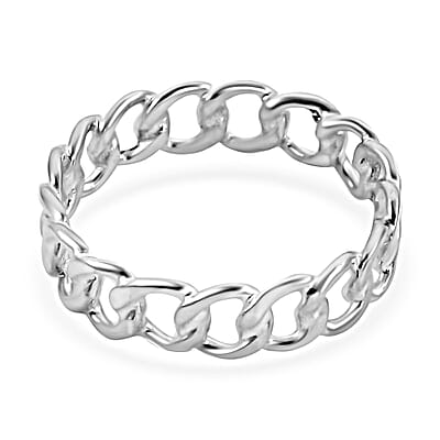 Sterling Silver Curb Chain Style Ring (Size 10.0) 2.65 Grams