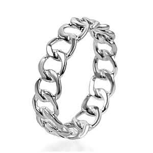 D'Joy Sterling Silver Curb Chain Style Ring (Size 11.0) 2.65 Grams
