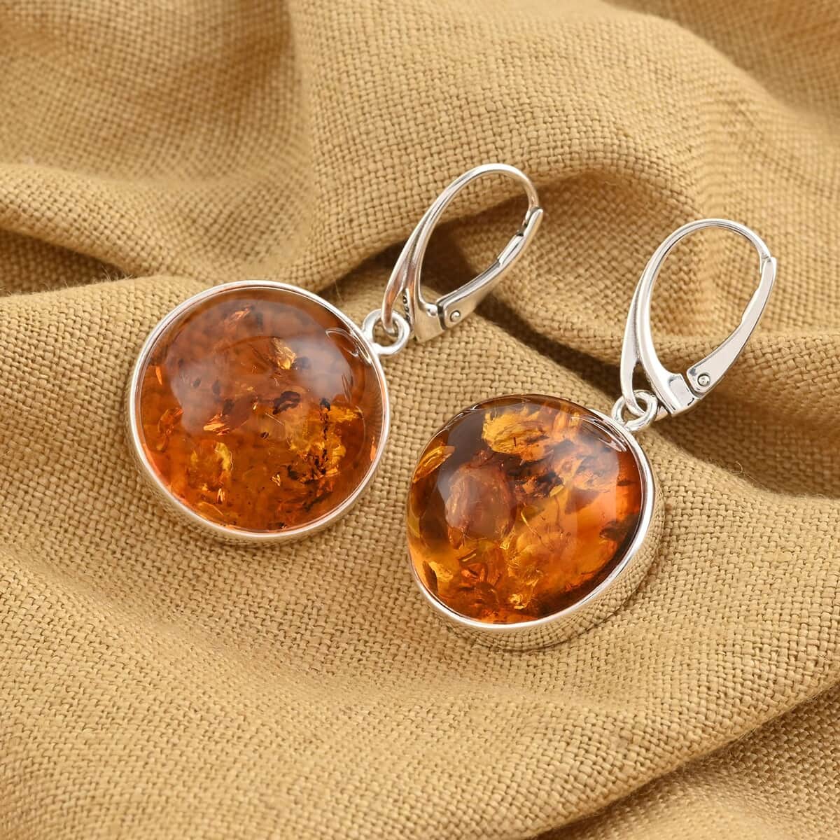 Baltic Amber Dangle Earrings in Sterling Silver image number 1