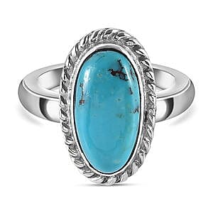 Sierra Nevada Turquoise 3.50 ctw Ring in Platinum Over Sterling Silver (Size 10)