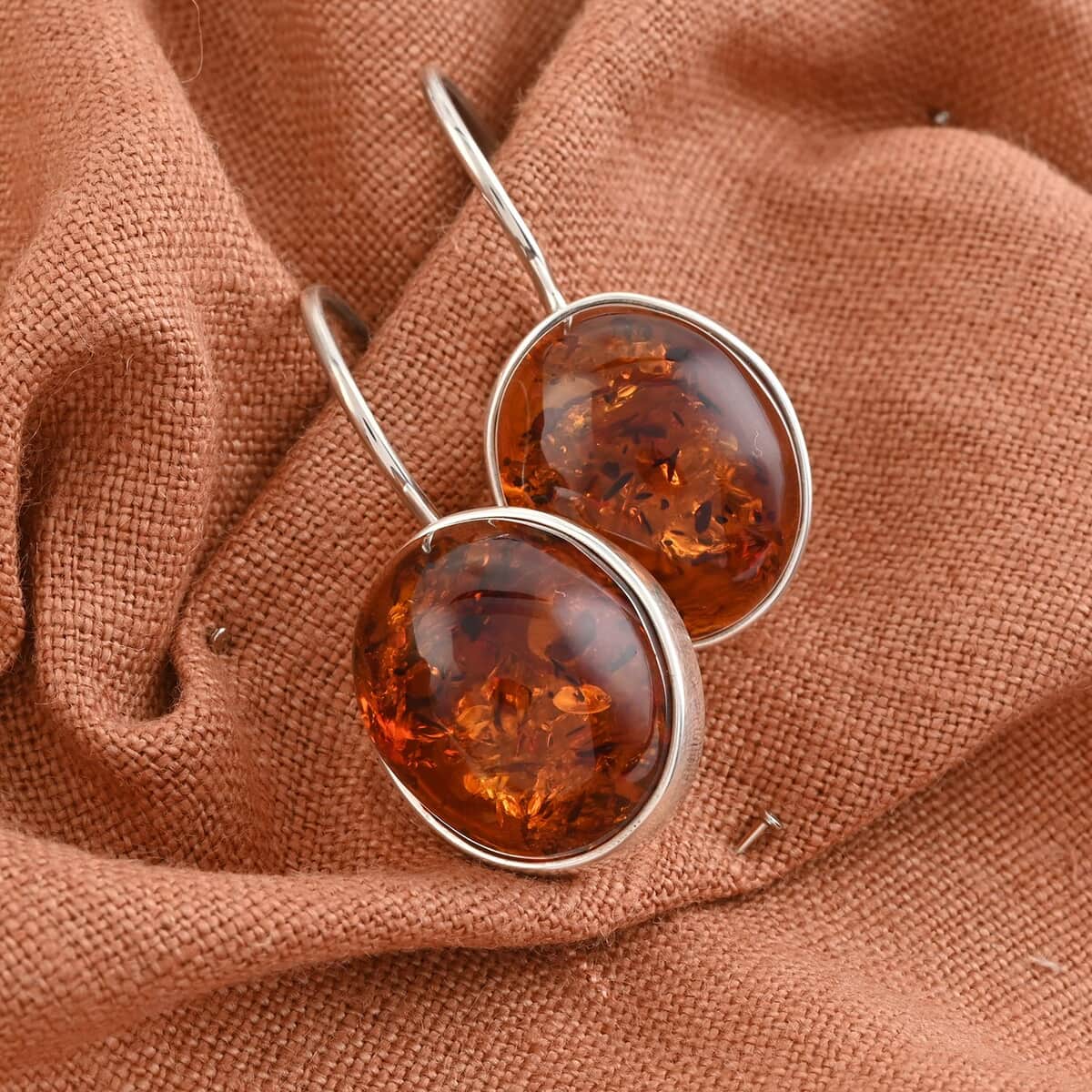 Baltic Amber Dangle Earrings in Sterling Silver image number 1