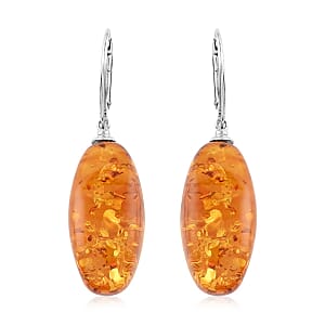 Baltic Amber Dangle Earrings in Sterling Silver