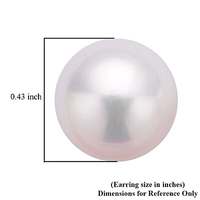 10K Yellow Gold White Edison Pearl 10-12mm Solitaire Stud Earrings