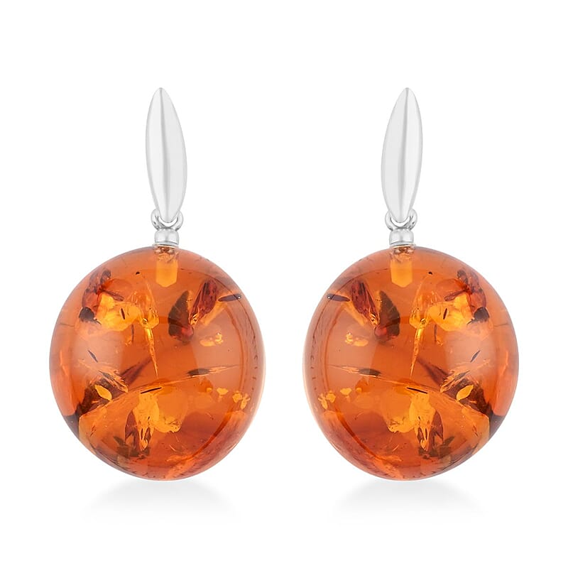 Baltic Amber Dangle Earrings in Sterling Silver