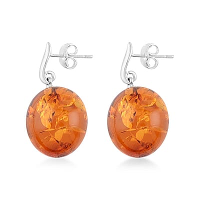Baltic Amber Dangle Earrings in Sterling Silver