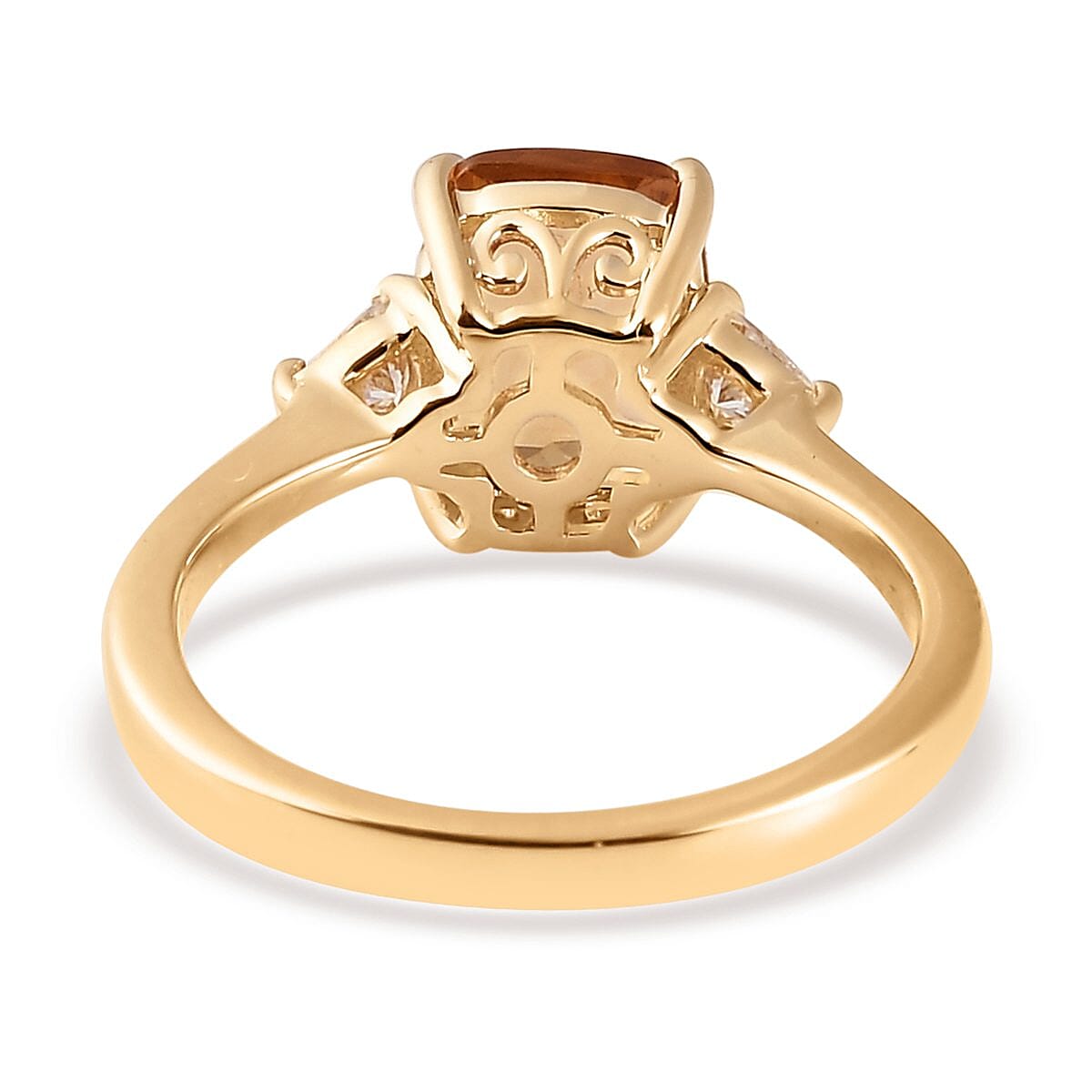 Luxoro Premium Golden Scapolite and Moissanite 2.10 ctw Ring in 10K Yellow Gold (Size 6.0) image number 4