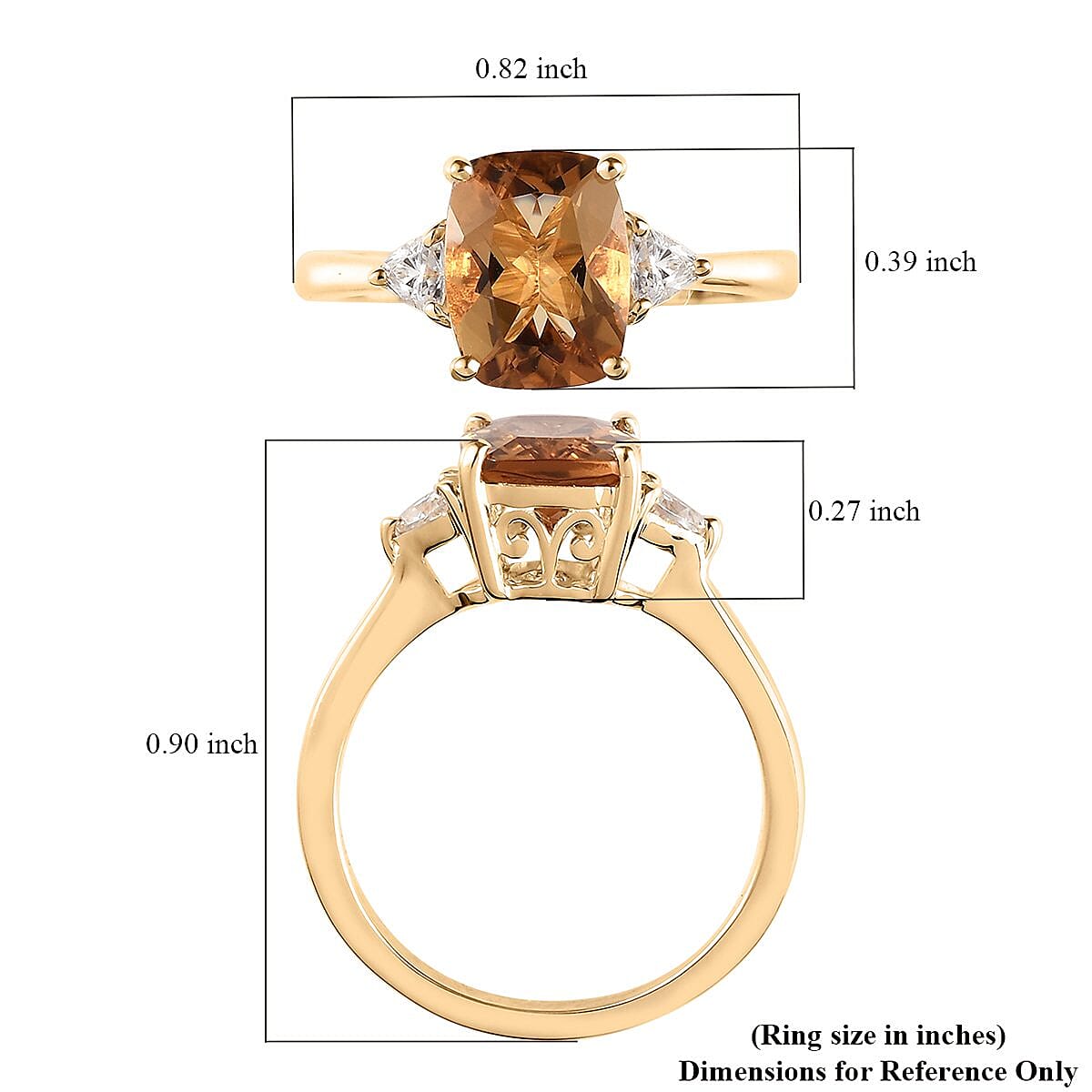 Luxoro Premium Golden Scapolite and Moissanite 2.10 ctw Ring in 10K Yellow Gold (Size 6.0) image number 5