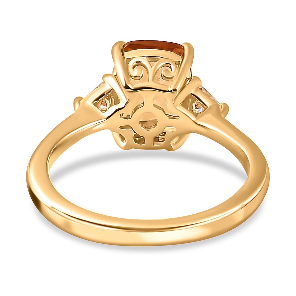 Luxoro Premium Golden Scapolite and Moissanite 2.10 ctw Ring in 10K Yellow Gold (Size 8.0) image number 4