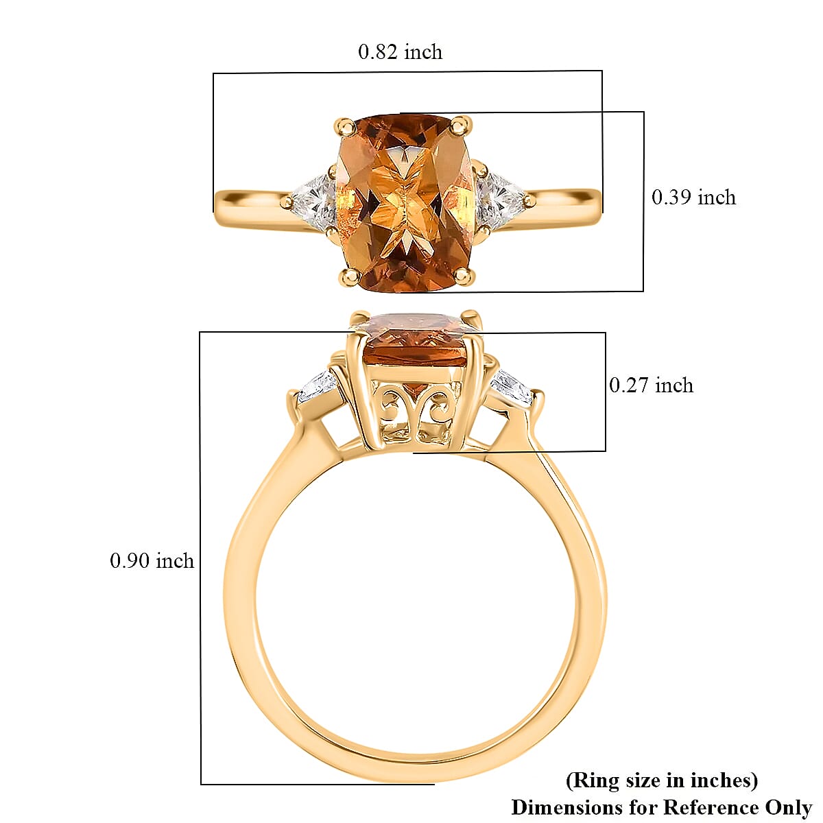Luxoro Premium Golden Scapolite and Moissanite 2.10 ctw Ring in 10K Yellow Gold (Size 8.0) image number 5