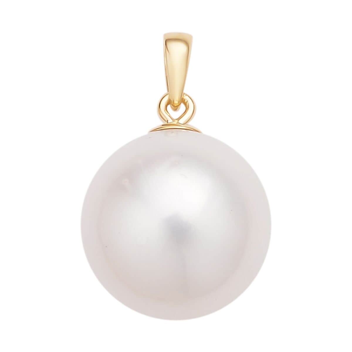 10K Yellow Gold White Edison Pearl Solitaire Pendant image number 0