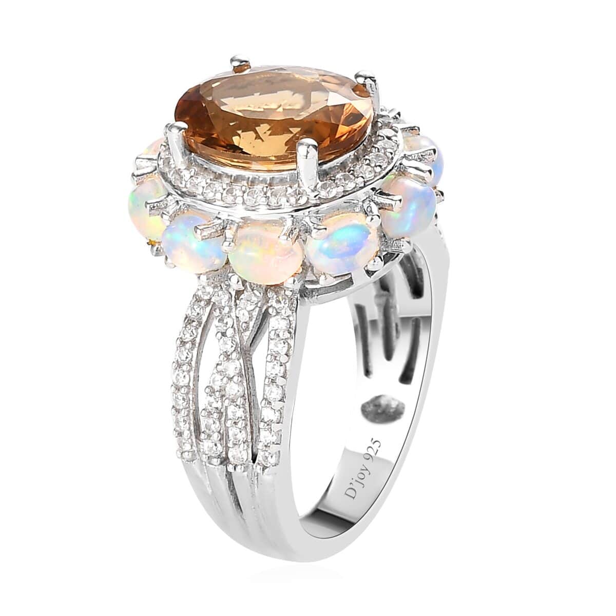 Premium Golden Scapolite and Multi Gemstone Cocktail Ring in Platinum Over Sterling Silver 4.85 ctw image number 3
