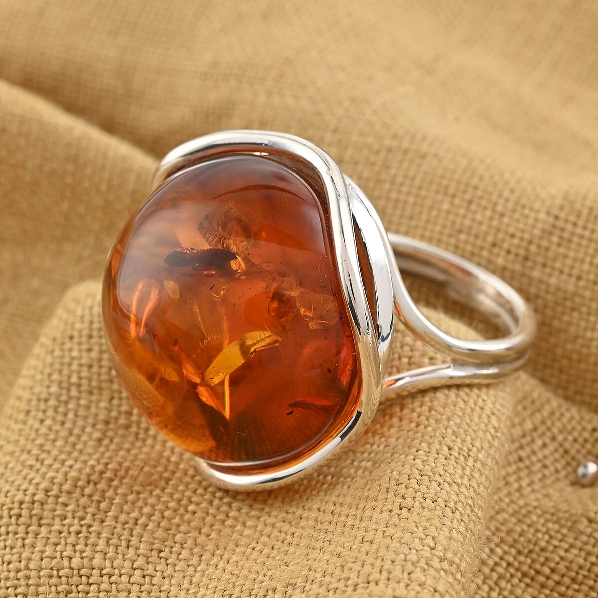 Baltic Amber Ring in Sterling Silver image number 1