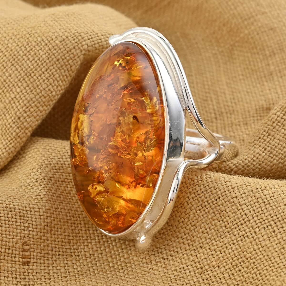 Baltic Amber Ring in Sterling Silver (Size 10.0) image number 1