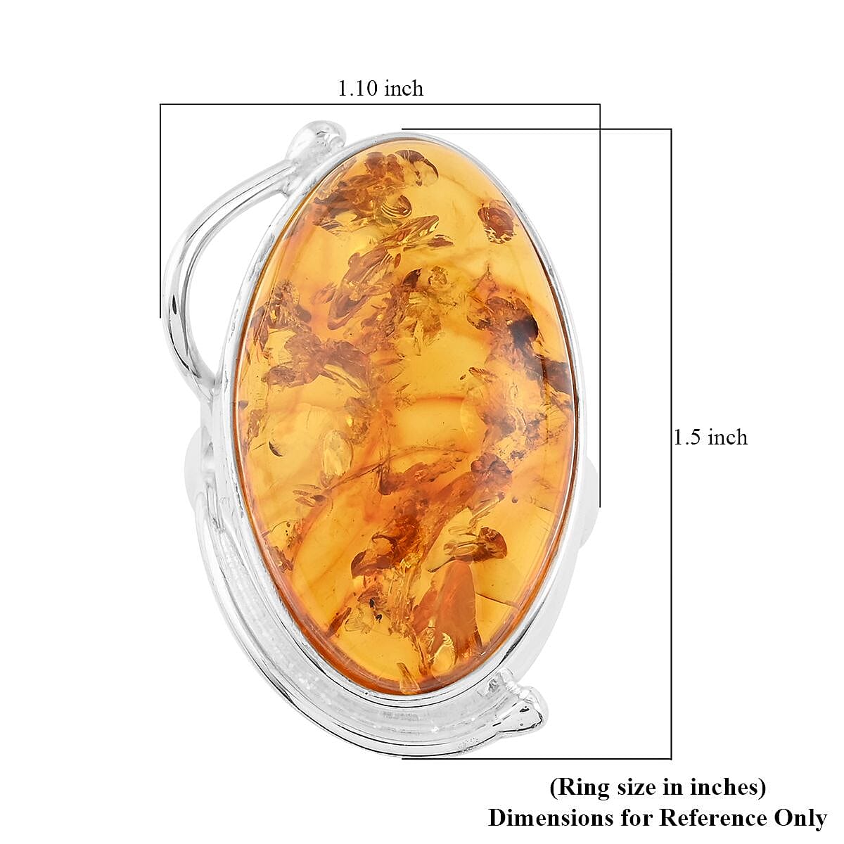 Baltic Amber Ring in Sterling Silver (Size 7.5) image number 4