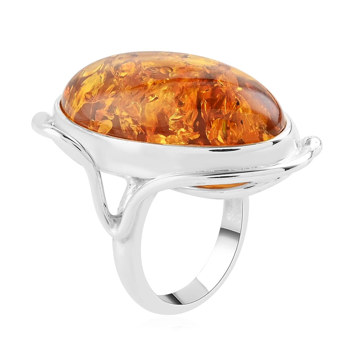 Baltic Amber Ring in Sterling Silver (Size 9.0) image number 3