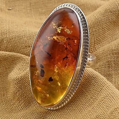 Baltic Amber Ring in Sterling Silver (Size 10.0)