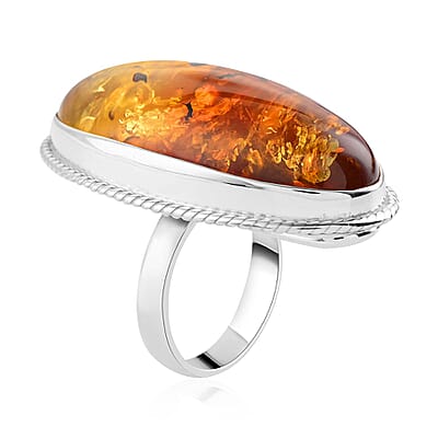 Baltic Amber Ring in Sterling Silver (Size 10.0)