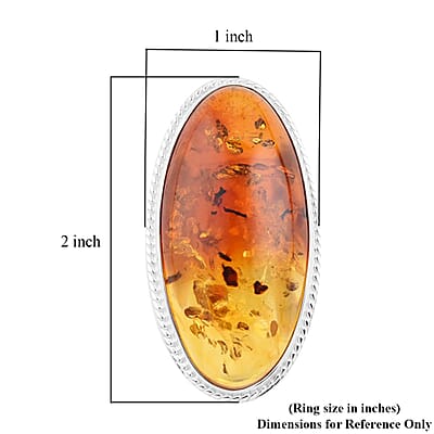 Baltic Amber Ring in Sterling Silver (Size 10.0)