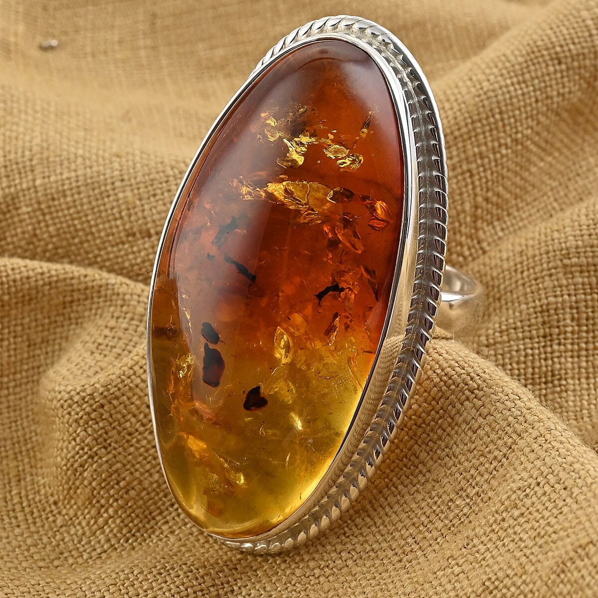 Baltic Amber Ring in Sterling Silver (Size 8.5) image number 1