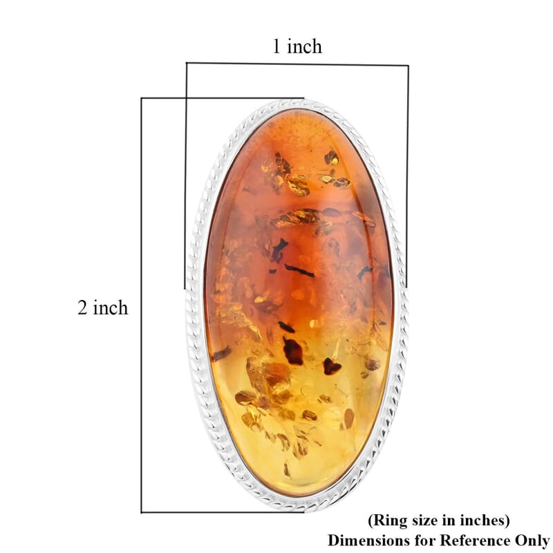 Baltic Amber Ring in Sterling Silver (Size 8.5)