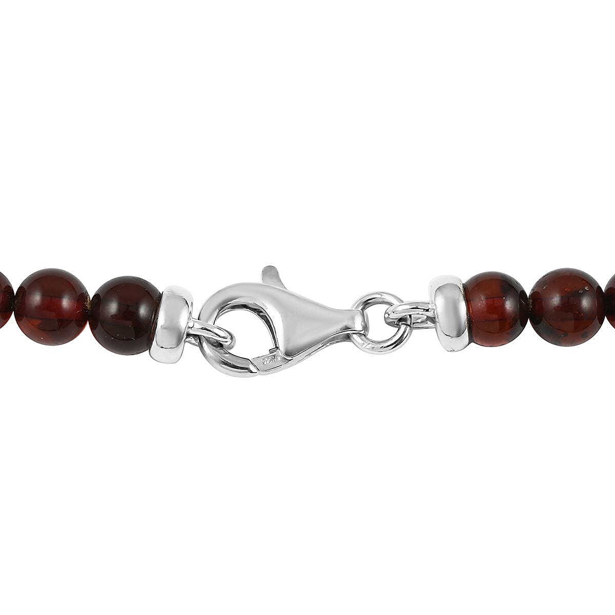 Baltic Cherry and Honey Colored Amber Beaded Necklace 20 Inches in Sterling Silver