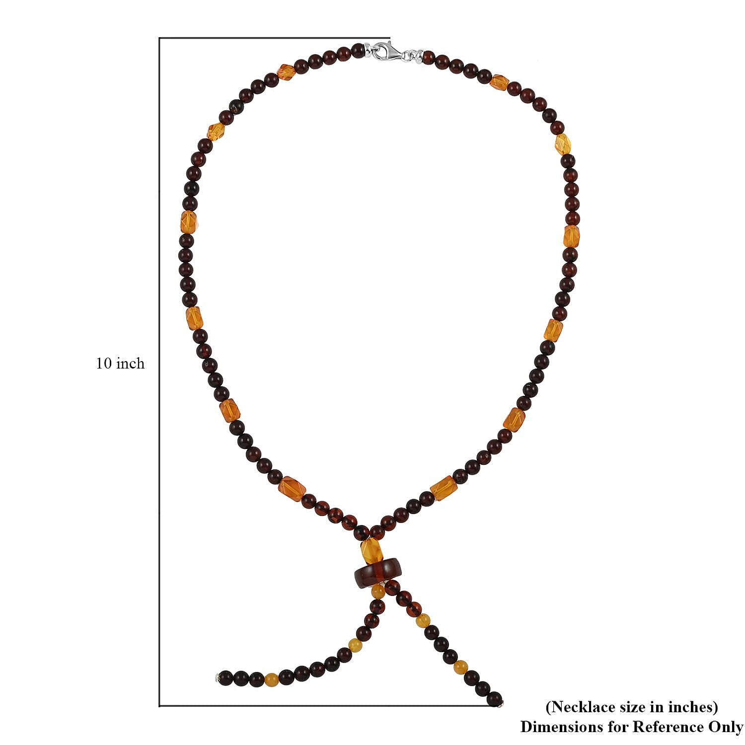Baltic Cherry and Honey Colored Amber Beaded Necklace 20 Inches in Sterling Silver