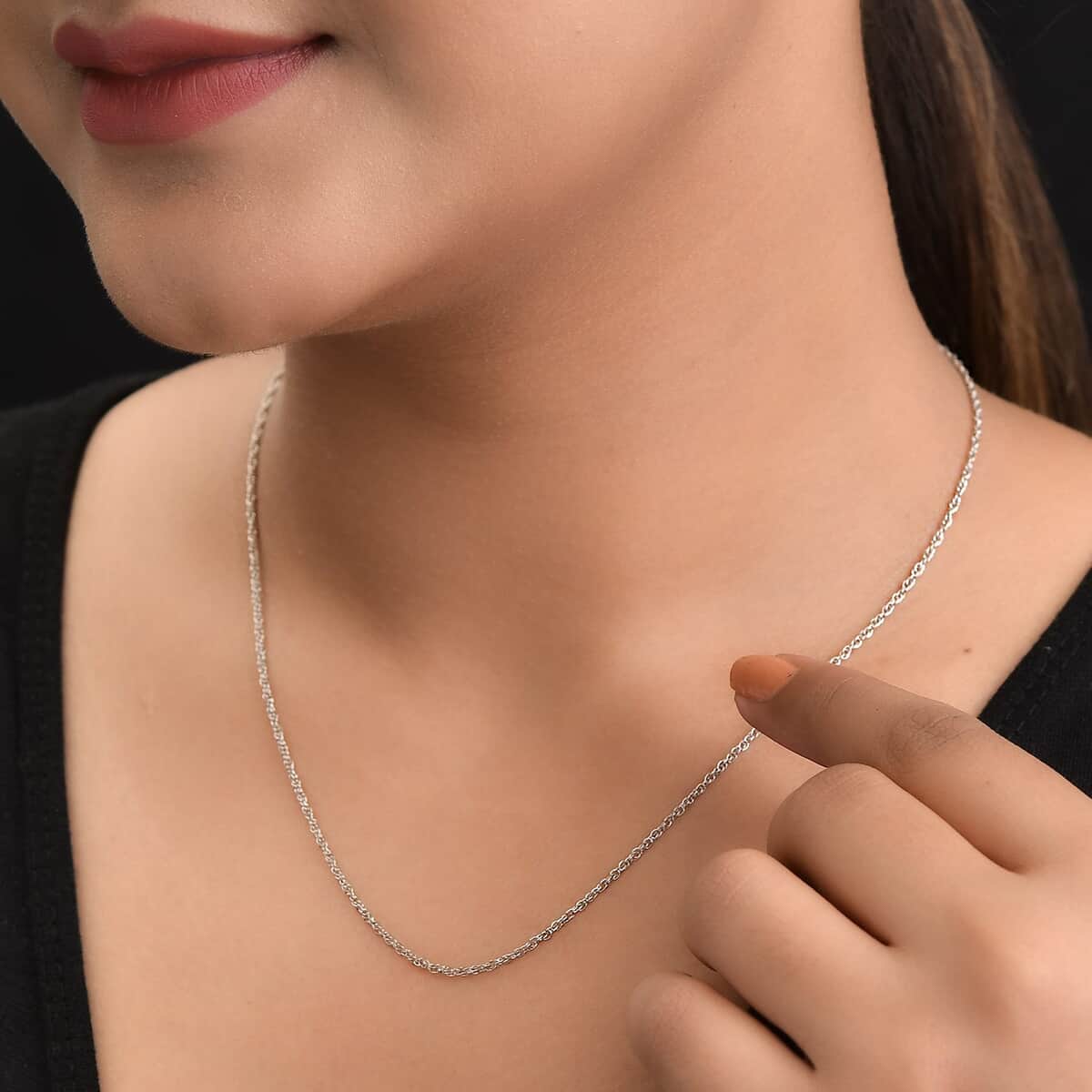 Platinum Over Sterling Silver Rope Chain (20 Inches) (1.65 g) image number 2