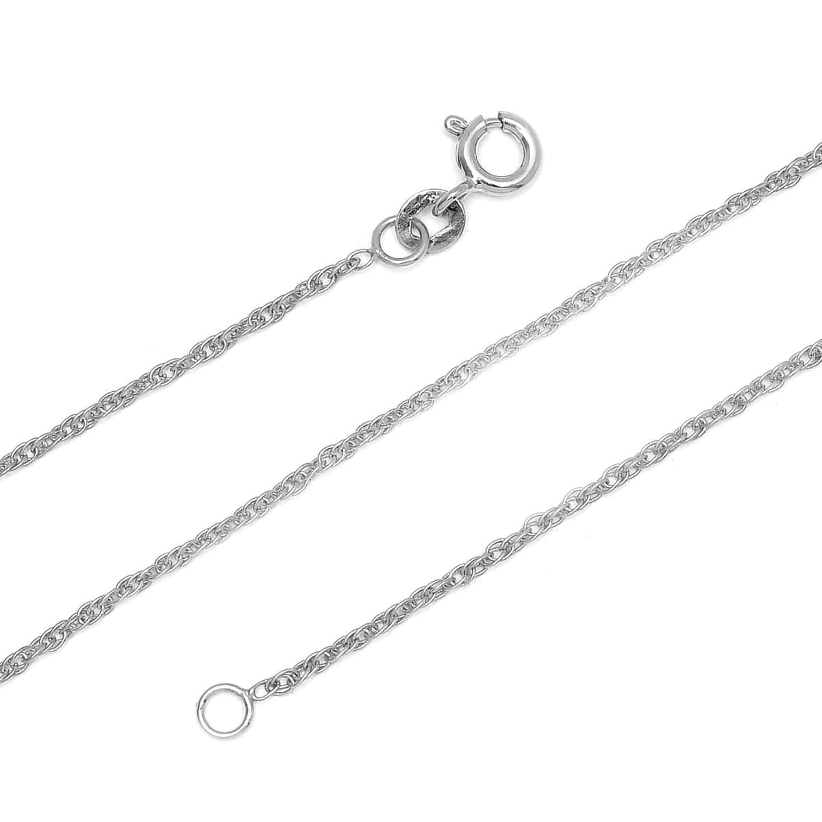 Platinum Over Sterling Silver Rope Chain (20 Inches) (1.65 g) image number 3