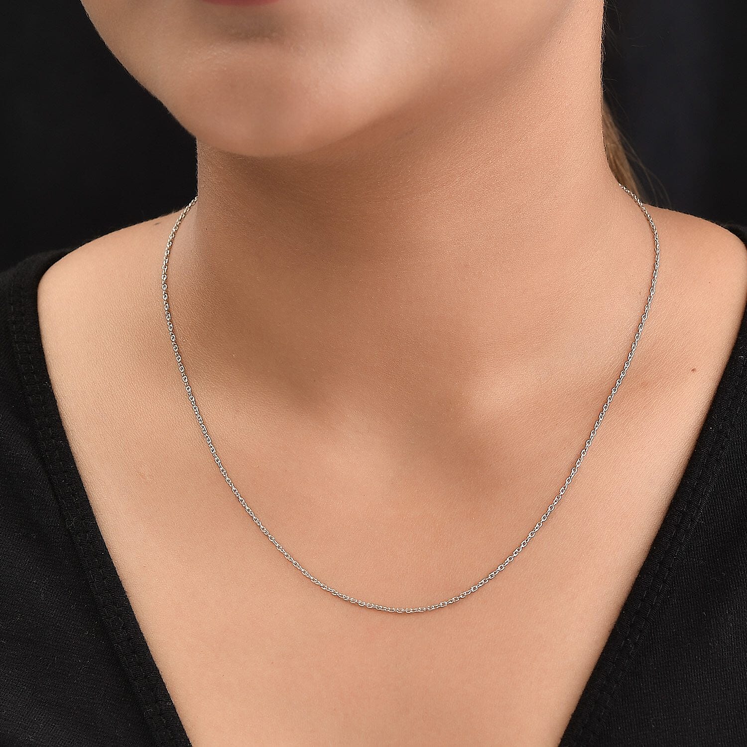 Platinum Over Sterling Silver Cable Chain 20 Inches 1.65 Grams