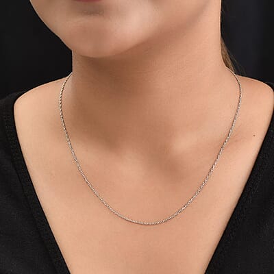 Platinum Over Sterling Silver Cable Chain 20 Inches 1.65 Grams