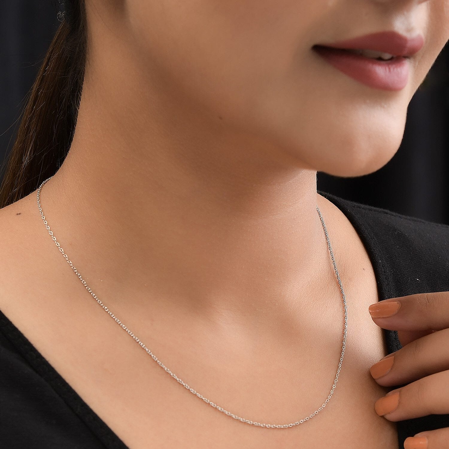 Platinum Over Sterling Silver Cable Chain 20 Inches 1.65 Grams