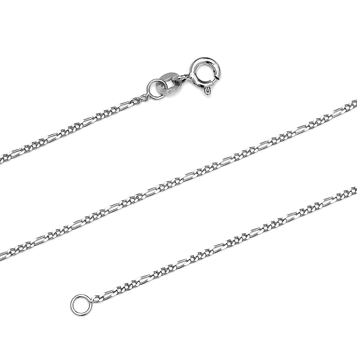 Platinum Over Sterling Silver Figaro Chain 20 Inches 1.65 Grams image number 2