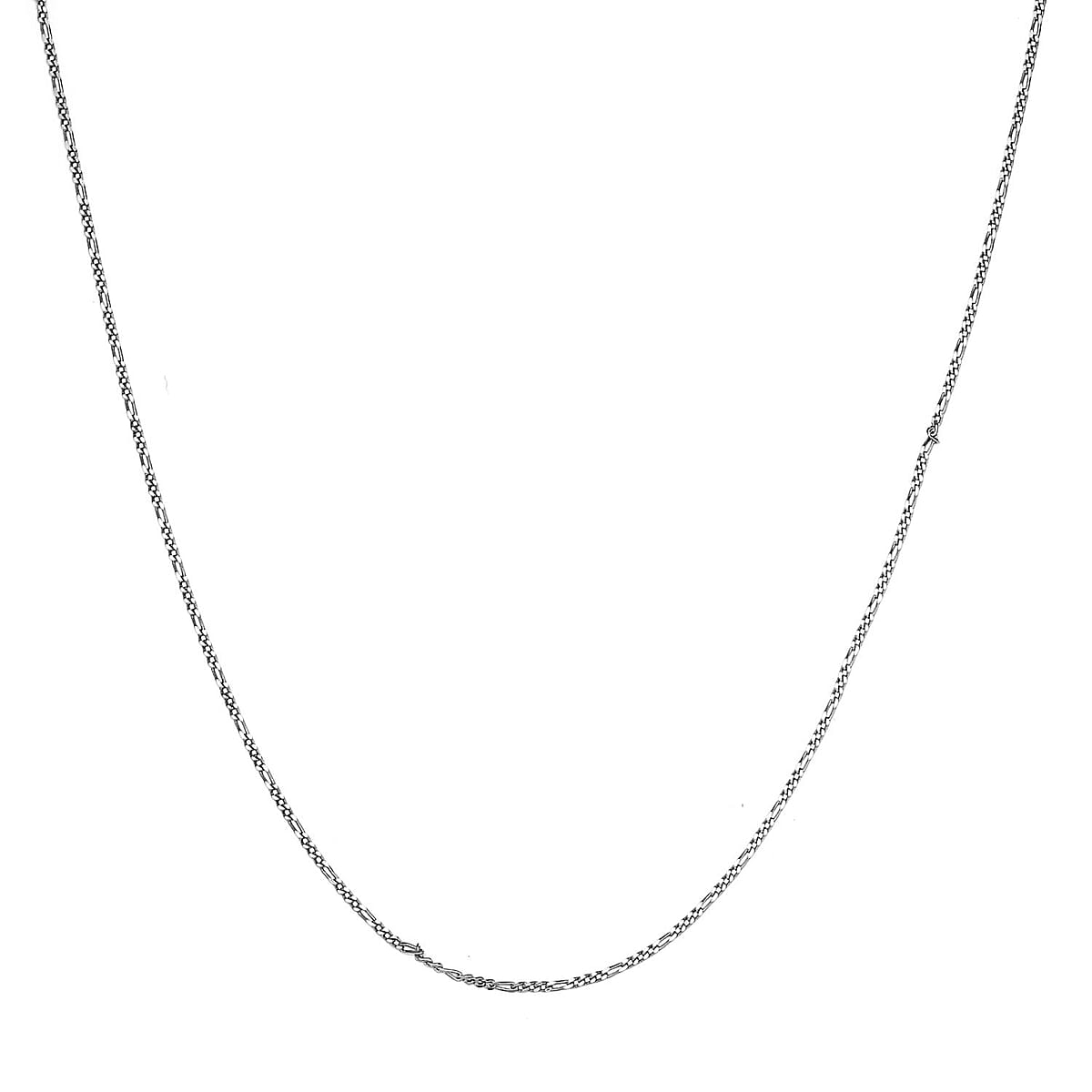 Platinum Over Sterling Silver Figaro Chain 20 Inches 1.65 Grams image number 3