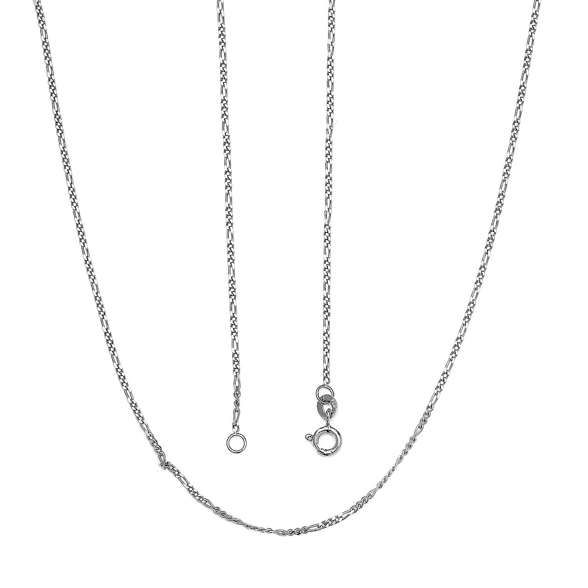 Platinum Over Sterling Silver Figaro Chain 20 Inches 1.65 Grams image number 4