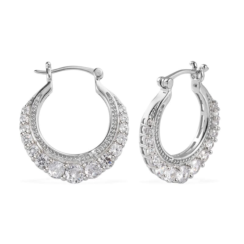 Karis Simulated Diamond Hoop Earrings in Platinum Bond 4.10 ctw