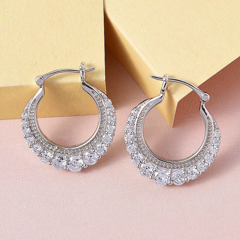 Karis Simulated Diamond Hoop Earrings in Platinum Bond 4.10 ctw
