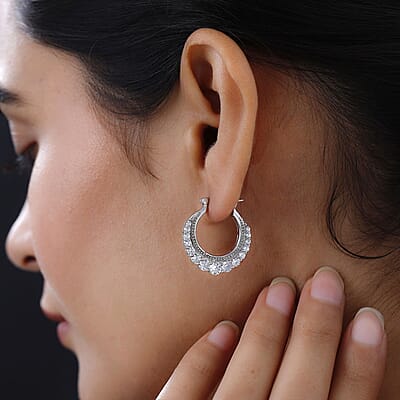 Karis Simulated Diamond Hoop Earrings in Platinum Bond 4.10 ctw