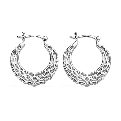 Karis Simulated Diamond Hoop Earrings in Platinum Bond 4.10 ctw