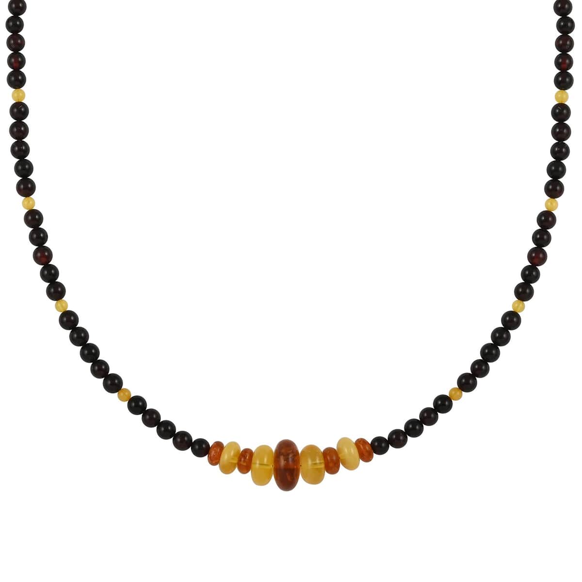 Baltic Multi Color Amber Beaded Necklace 22 Inches in Sterling Silver image number 0