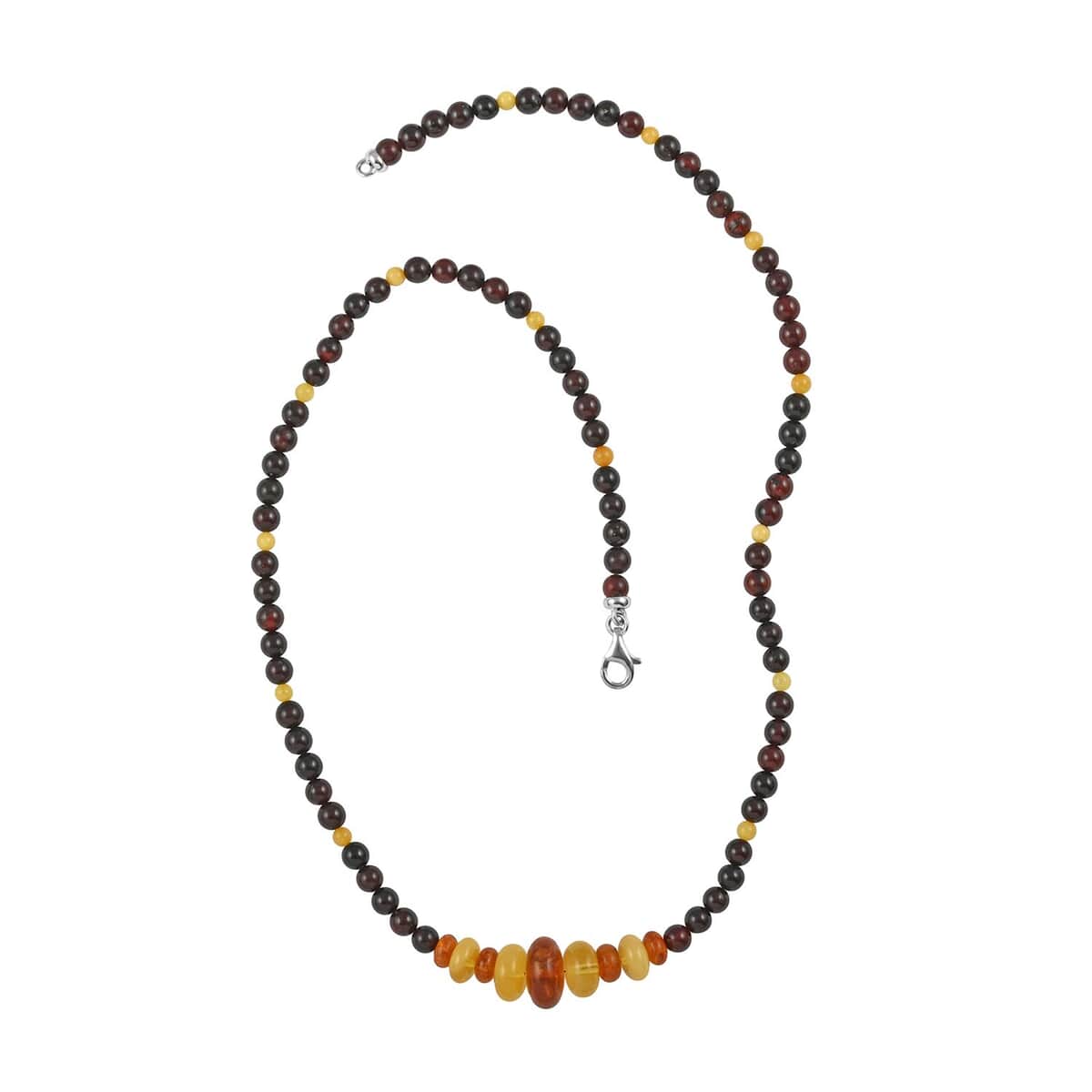 Baltic Multi Color Amber Beaded Necklace 22 Inches in Sterling Silver image number 2