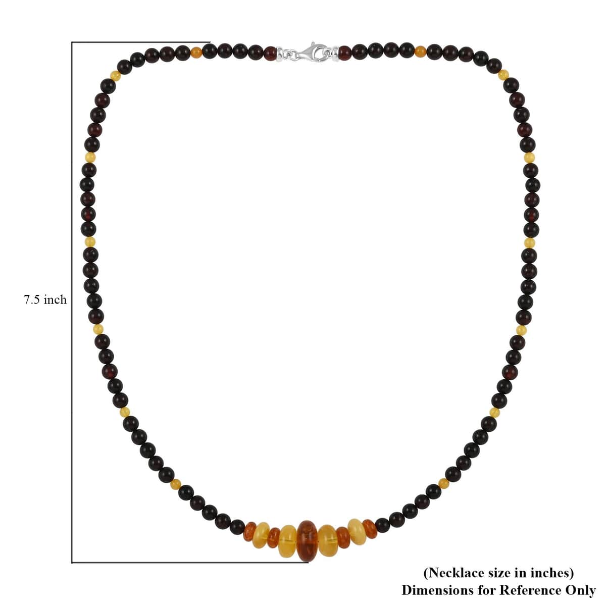 Baltic Multi Color Amber Beaded Necklace 22 Inches in Sterling Silver image number 4