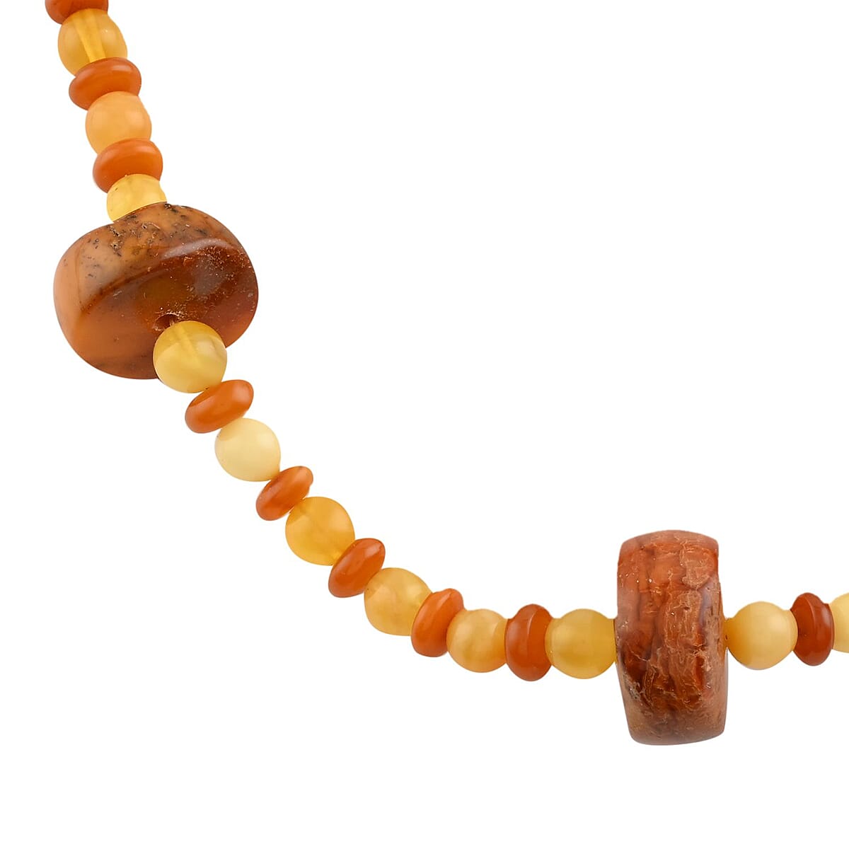 Baltic Honey and Cognac Colored Amber Beaded Necklace 24 Inches in Sterling Silver image number 2