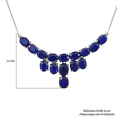 Niassa Blue Sapphire (FF) 26.84 ctw Necklace in Platinum Over Sterling Silver (18 Inches)
