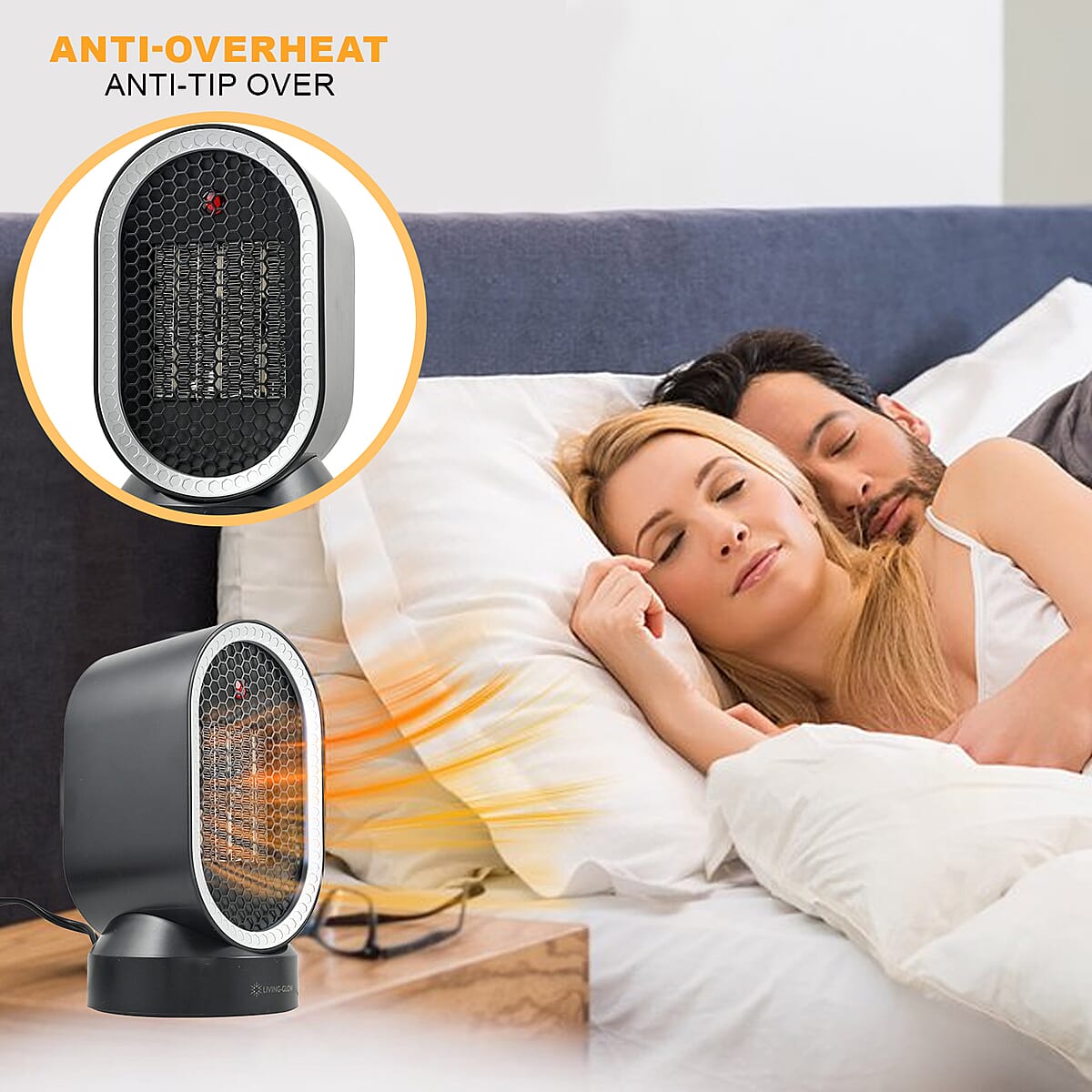 Living-Glow 600W Ceramic Tabletop Heater/Fan Combo - Black image number 1