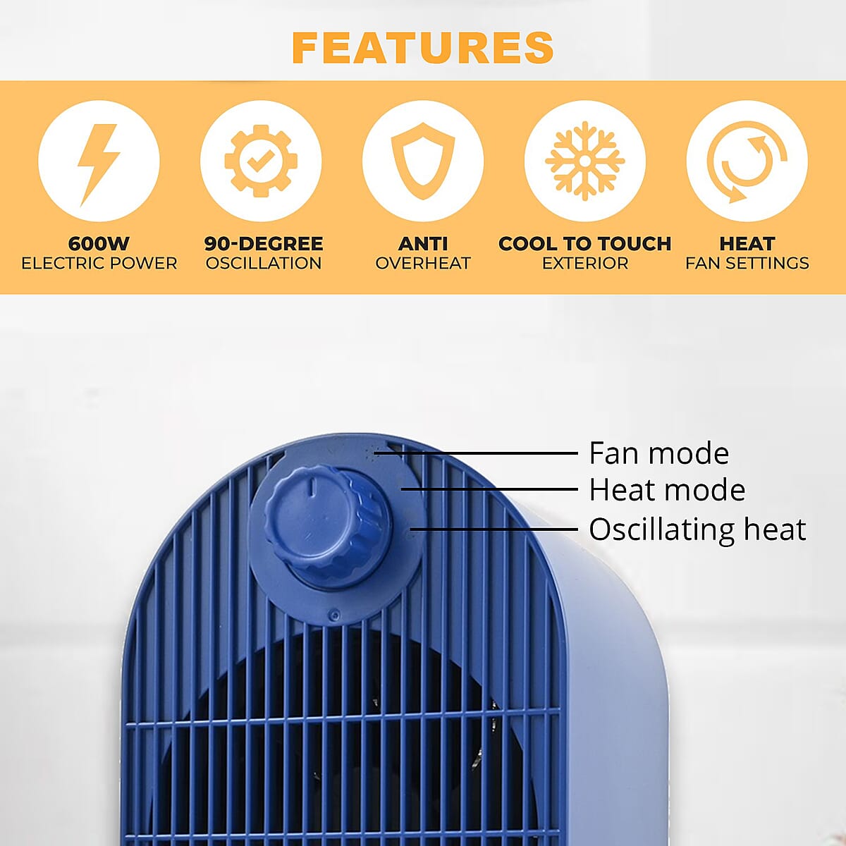 Living-Glow 600W Ceramic Tabletop Heater/Fan Combo - Black image number 2