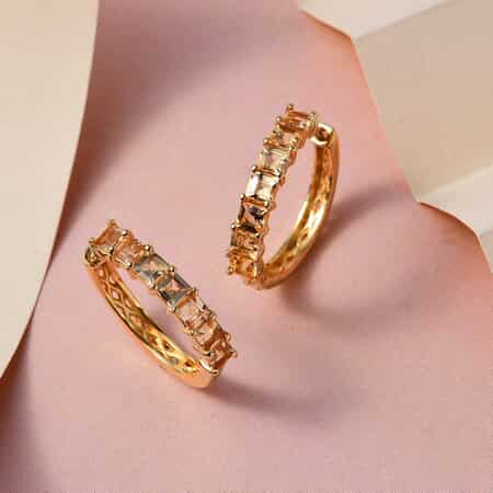 Premium Natural Imperial Topaz Hoop Earrings in Vermeil Yellow Gold Over Sterling Silver 2.50 ctw image number 1