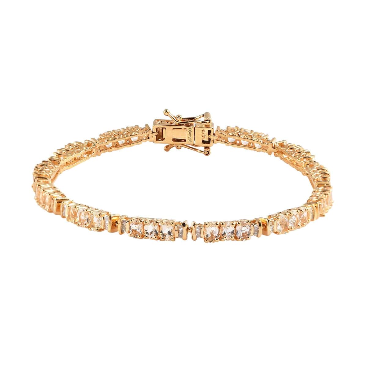 Premium Natural Imperial Topaz and Diamond Linking Bracelet in Vermeil Yellow Gold Over Sterling Silver (7.25 In) 7.25 ctw image number 0