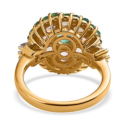 Boyaca Colombian Emerald and Multi Gemstone Cluster Ring in Vermeil Yellow Gold Over Sterling Silver (Size 6.0) 2.75 ctw